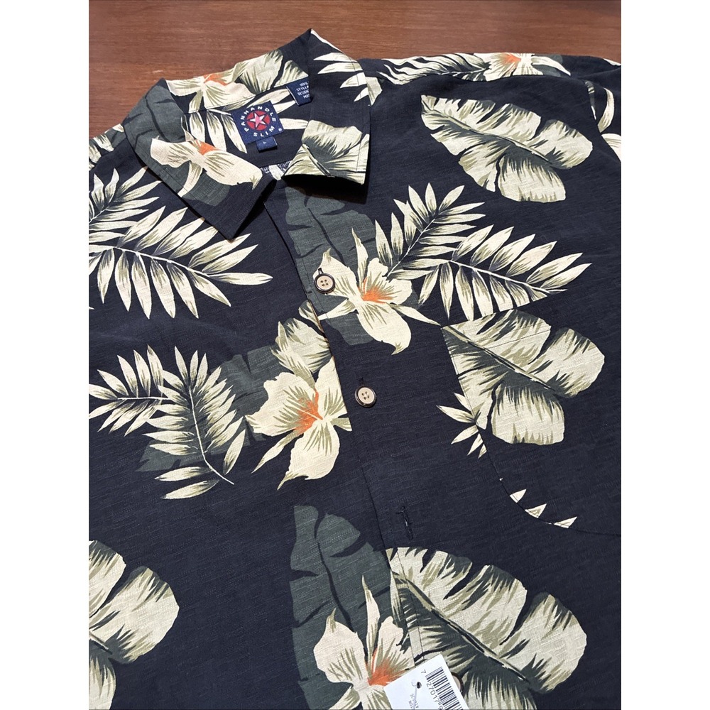 NWT Panhandle Slim Shirt Men's Sz L Black All Over Floral Hawaiian 100% Silk